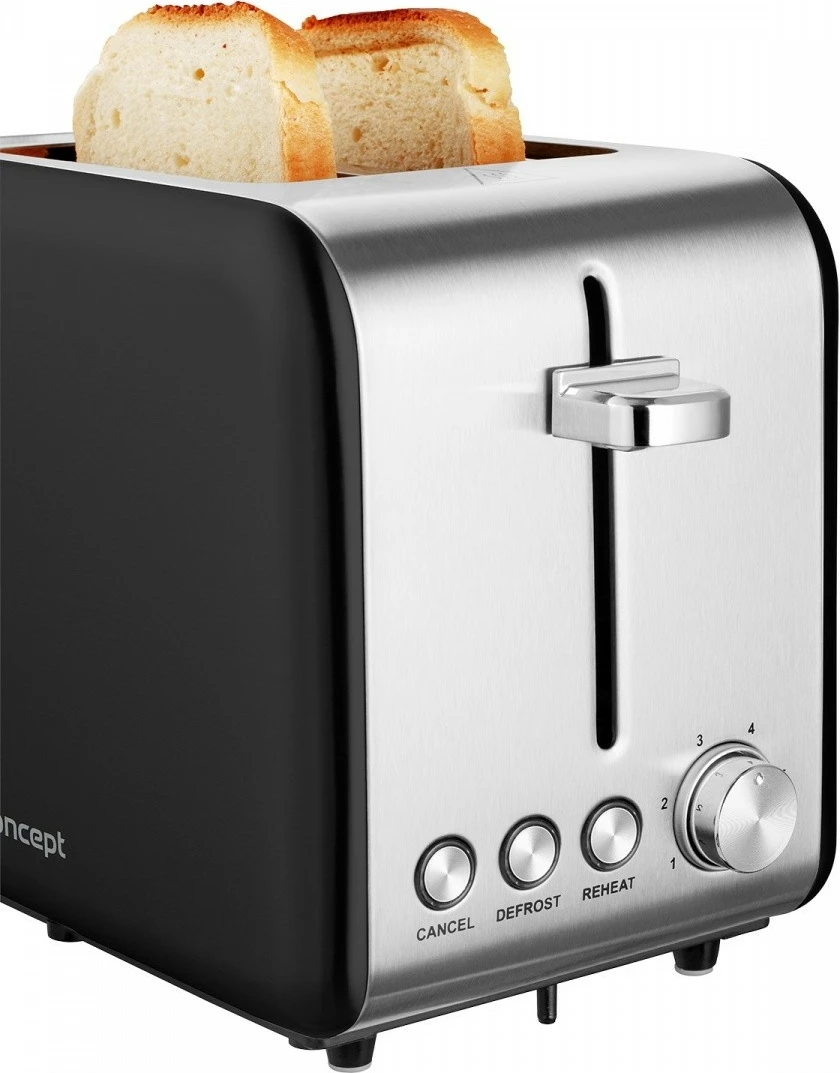 Toster z 2 režama, 950 W, inox/črn Concept TE2052