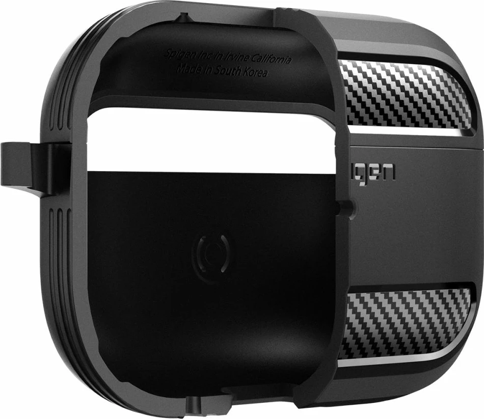 Ovitek Rugged Armor za AirPods Pro 1/2, s karabinerjem, črn Spigen