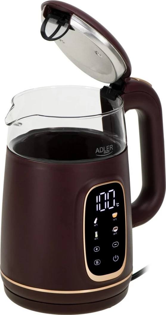 Električni ibrik, 1,7 L, LED, na dotik, bordo - Adler AD 1305