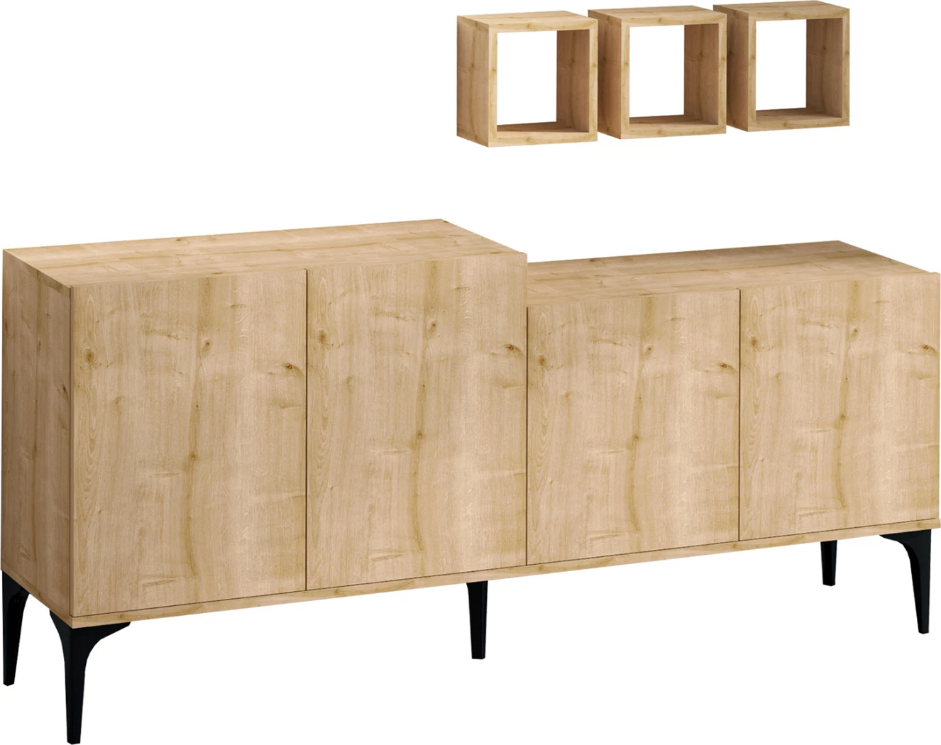 Bife in 3 stenske police iz melamina v naravni barvi 180x40x85Hcm.FH9430.01