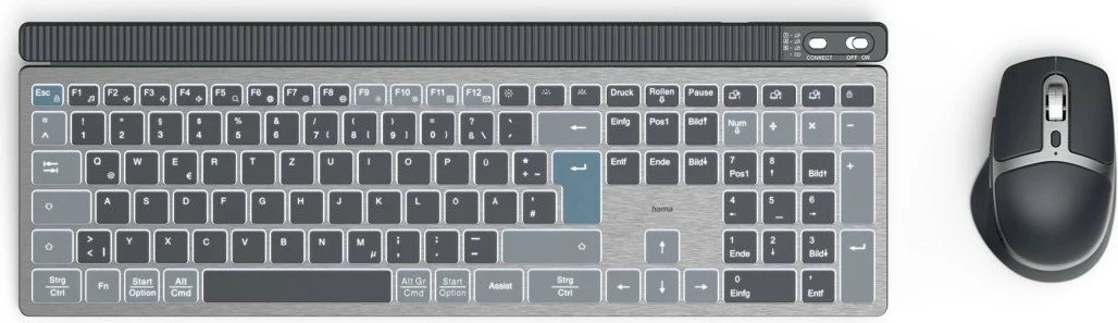 Komplet brezžične tipkovnice in miške, Hama WKM-750, QWERTY, črn