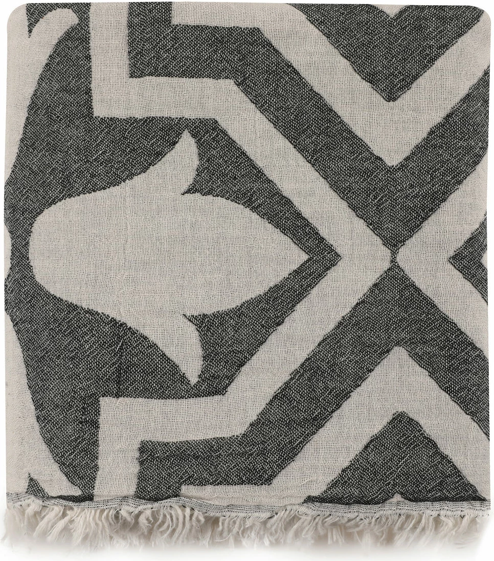 Plažna brisača Fouta Mijölnir Lalezar, črna in bež