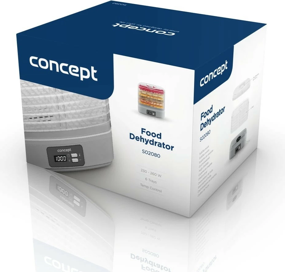 Sušilnik hrane, 6 prozornih pladnjev, Concept SO2080, bel