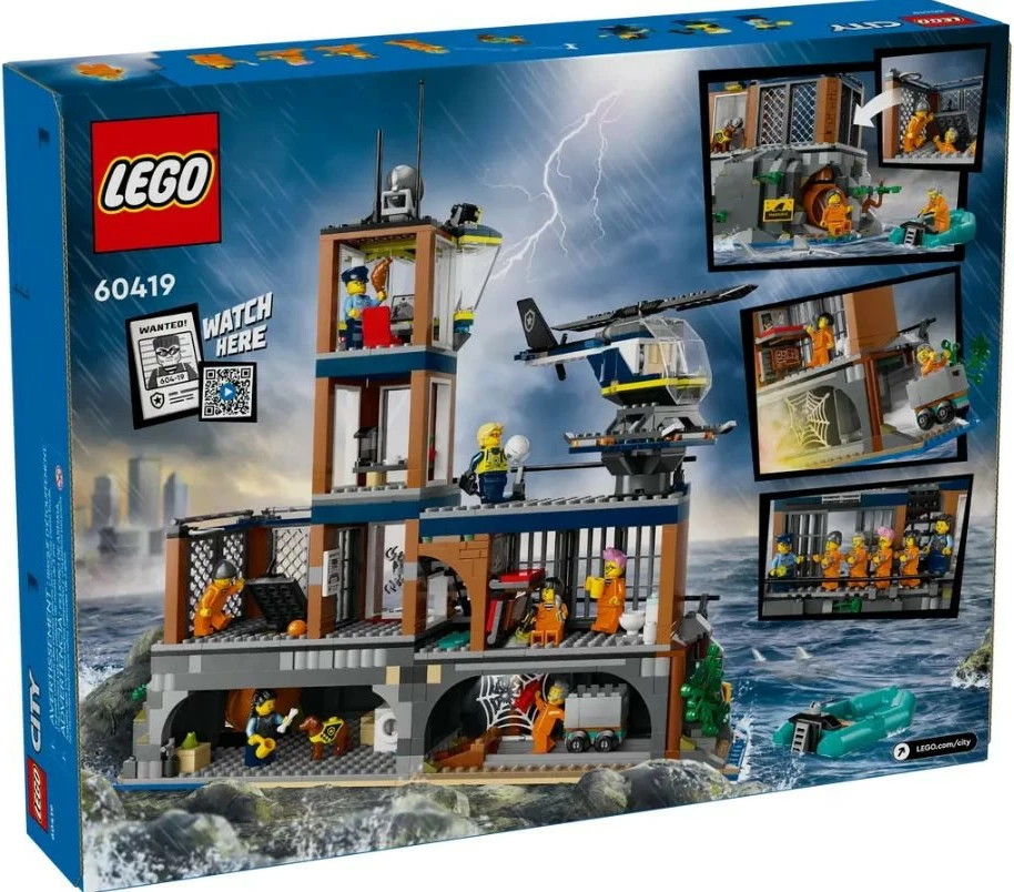 Gradbeni set LEGO City Prison Island 60419, 980 kosov, plastika