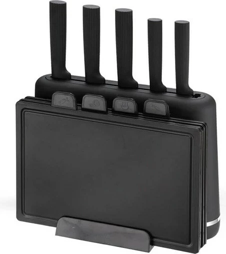 Set kuhinjskih nožev Maestro MR-1412-BLACK s blokom in kuhinjsko desko, črn