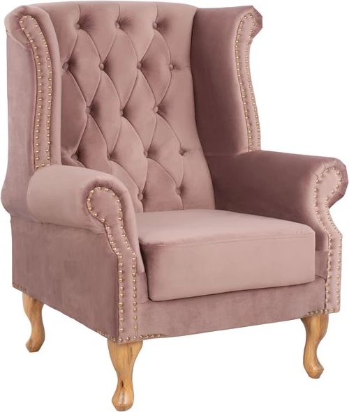 Fotelj iz žametne tkanine v prašno roza barvi POLINA 83x75x107Hcm FH0053.05