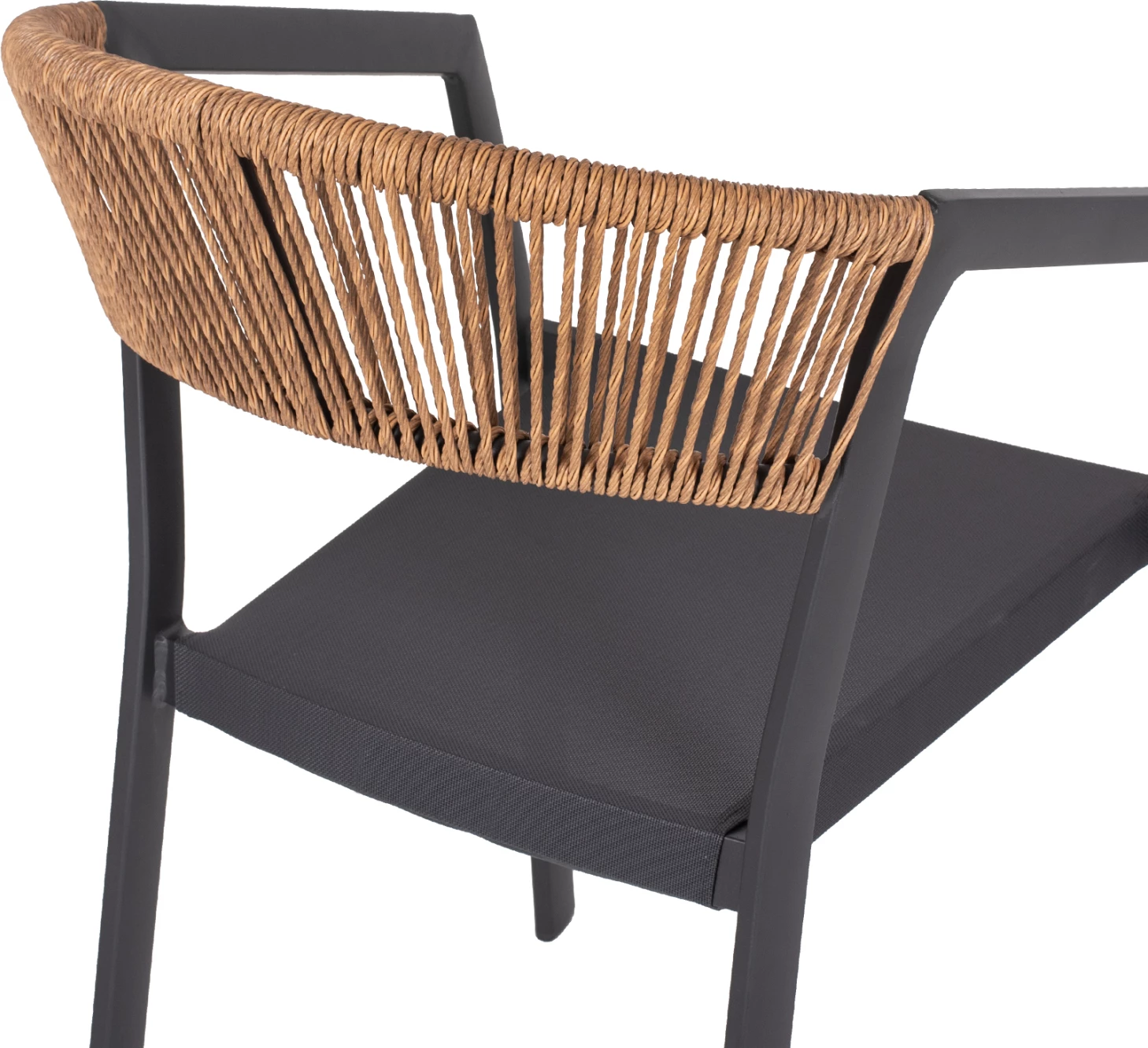 Aluminijasti naslanjač FH5891.01 antracit okvir in tekstil - hrbtni del iz bež ratana 56x60x81,5 cm