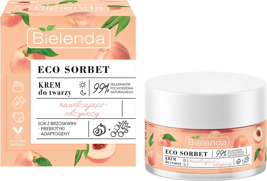 Hidratantna in negovalna krema za obraz Bielenda Eco Sorbet breskev 50 ml