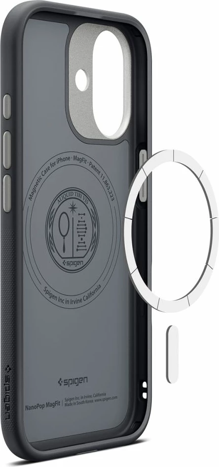 Ovitek Spigen Nano Pop MagSafe za iPhone 17, z integriranim MagSafe, poliuretan, črn