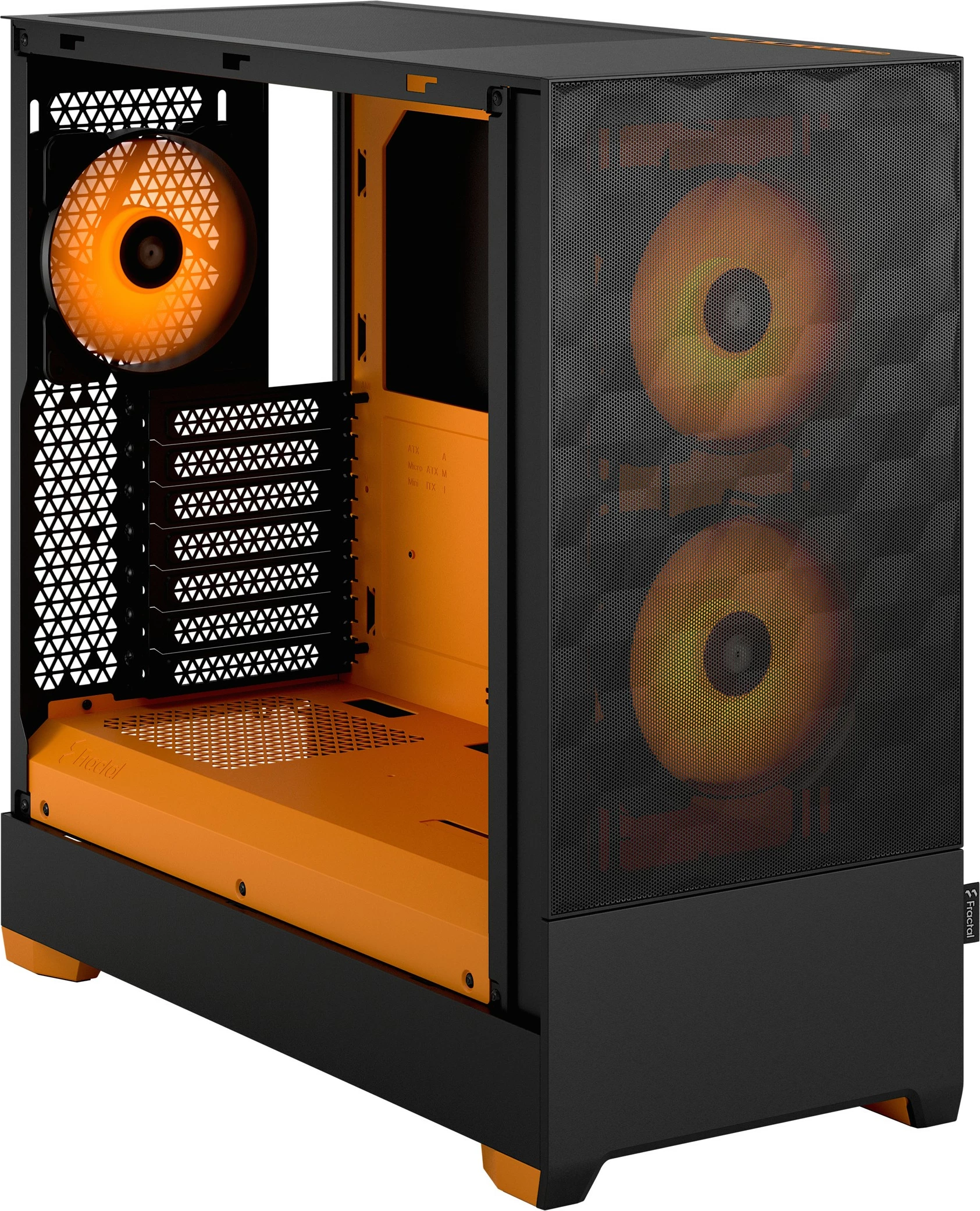 Kozar Fractal Design Pop Air RGB Orange Core TG Clear Tint, midi tower, kaljeno steklo, RGB, črno/oranžen