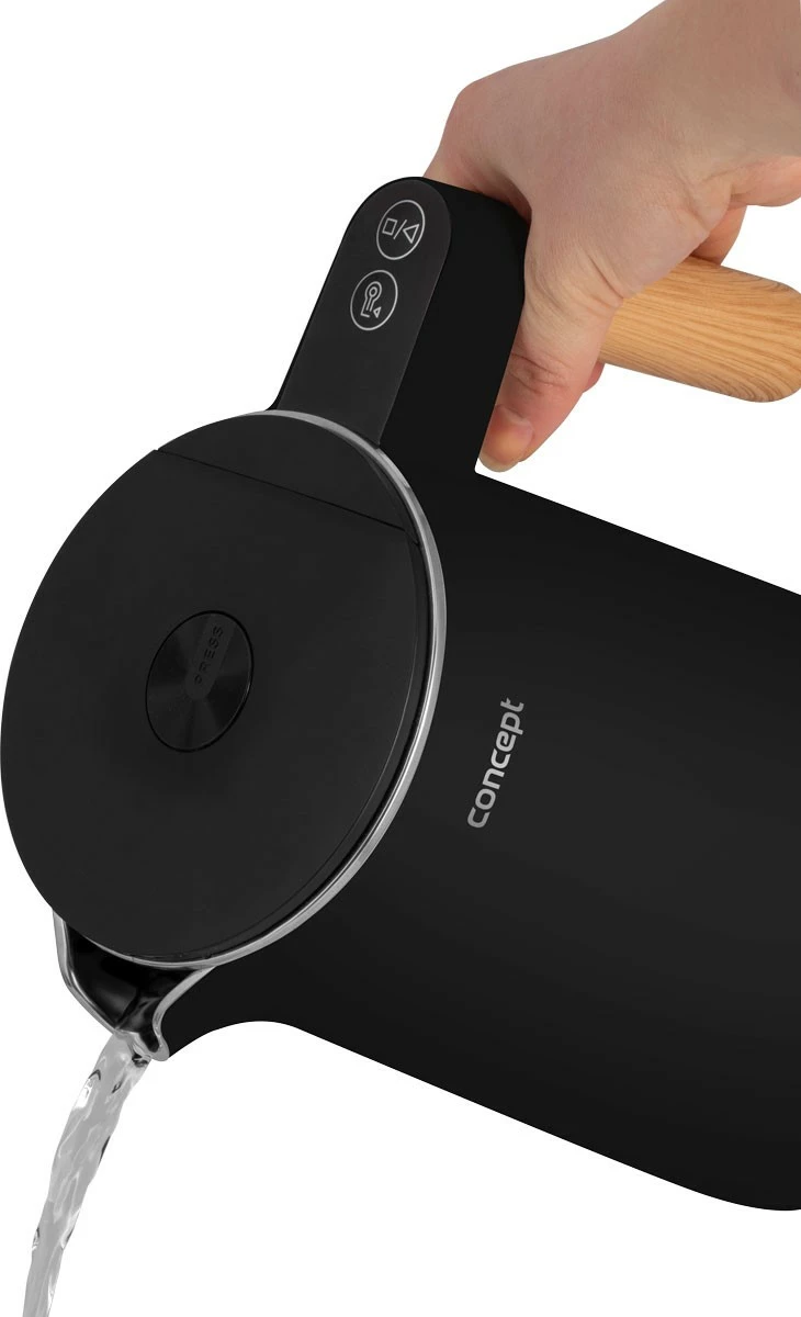 Električni ibrik Concept RK3301, 1,5 L, nastavljanje temperature, Cool Touch, črn