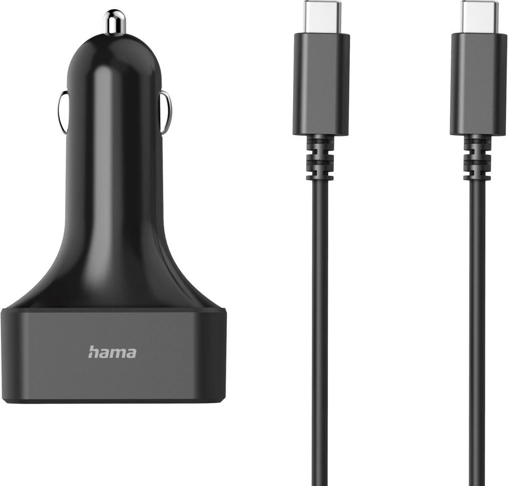 Avto polnilec Hama 200018, 65 W, USB-C in USB, 1,5 m, črn