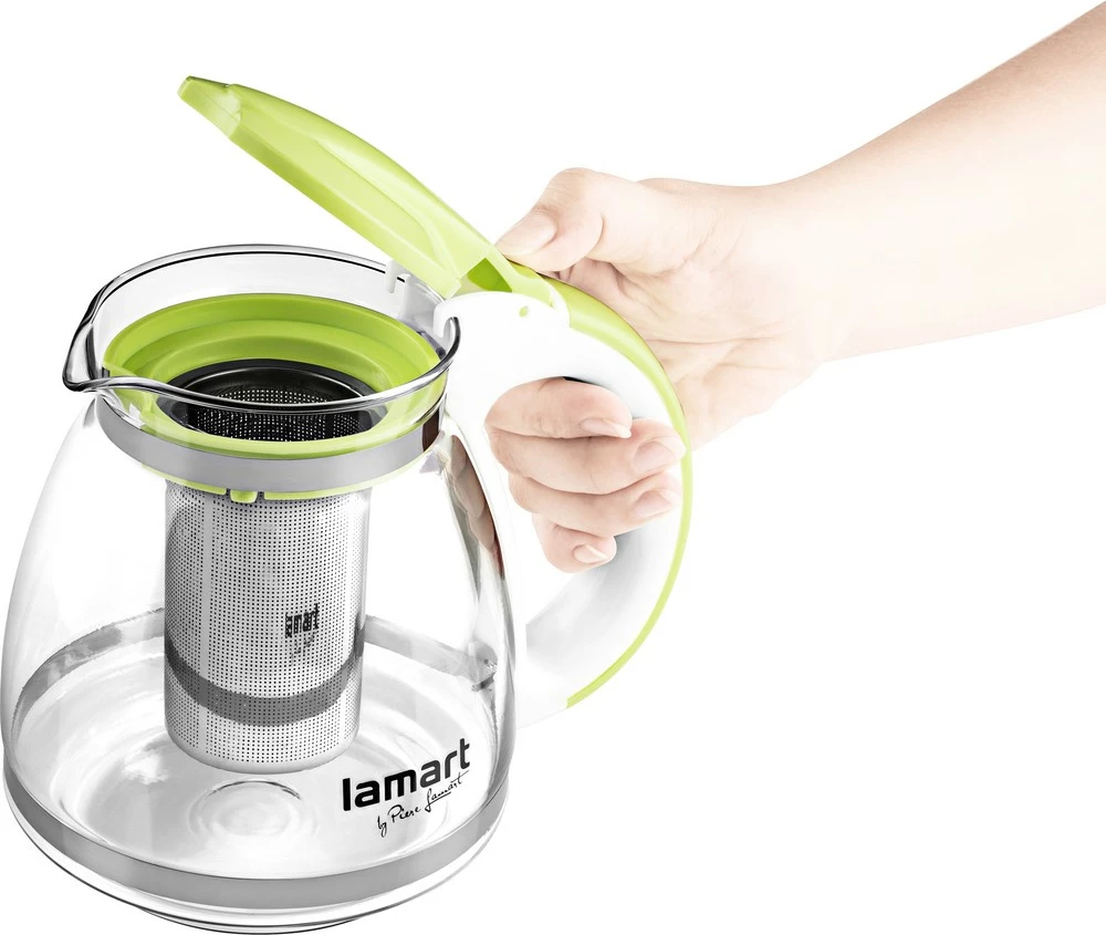 Steklen vrč z infuzerjem Lamart LT7028, 1,5 L, zelen