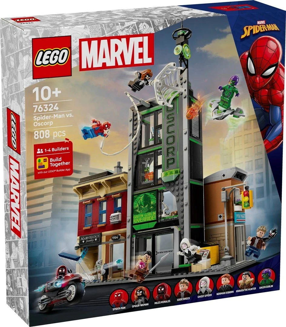 Set gradnje Spider-Man vs. Oscorp LEGO Marvel 76324, 8 minifigur