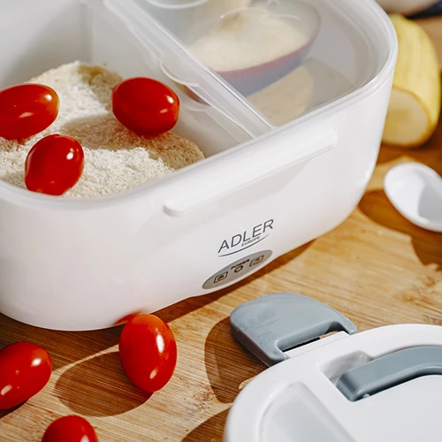 Električna posoda za kosilo Adler AD 4474, 1 L, do 50 W, 2 predelka, žlica, siva