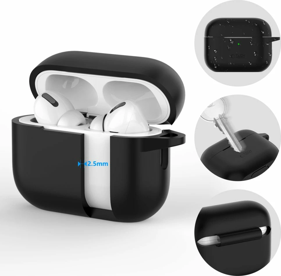 Silikonski ovitek s karabinerjem za AirPods Pro/Pro 2 Tech-Protect, modra