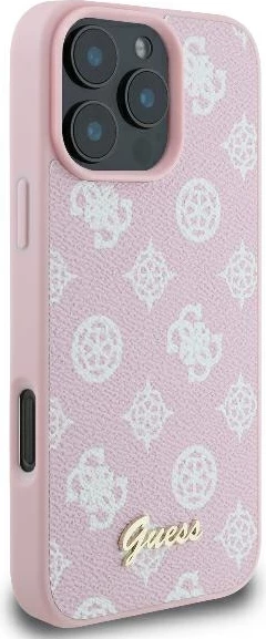 Ovitek za telefon Peony Script Logo MagSafe Guess za iPhone 16 Pro, roza