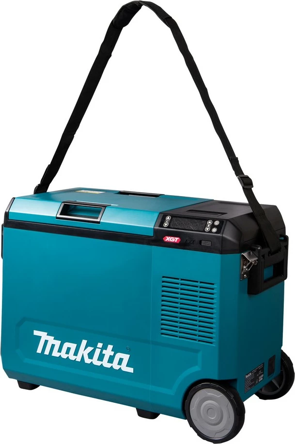 Prenosna termična škatla, hladilno-grelna, Makita CW004GZ 40V, LED zaslon, na kolesih, črno/modra