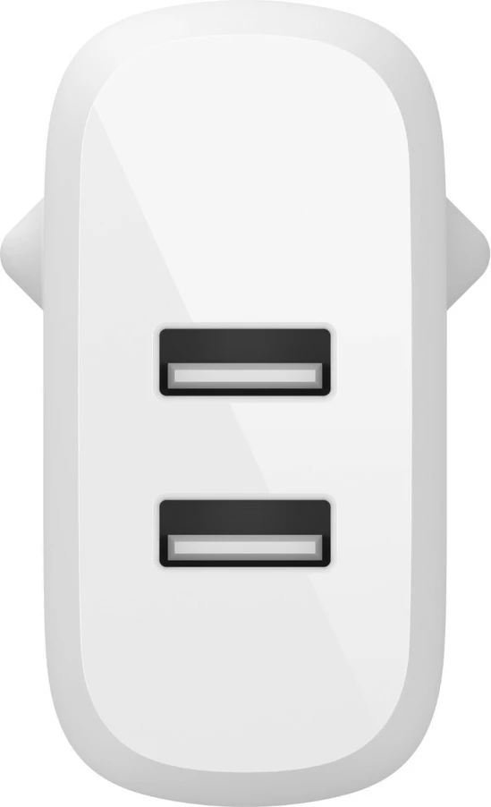Dvojni USB-A stenski polnilec, Belkin WCE001VF1MWH, 4.8 A, 1 m, bel