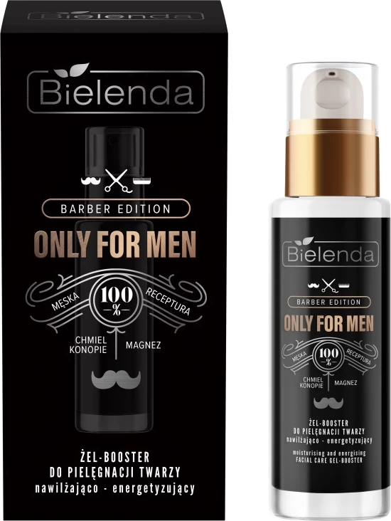 Vlažilni in energizirajoči gel za obraz za moške Bielenda Only For Men Barber Edition, 30 ml