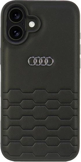 Ovitek za iPhone 16 Plus 6,7", Audi, umetno usnje, črn, HardCase