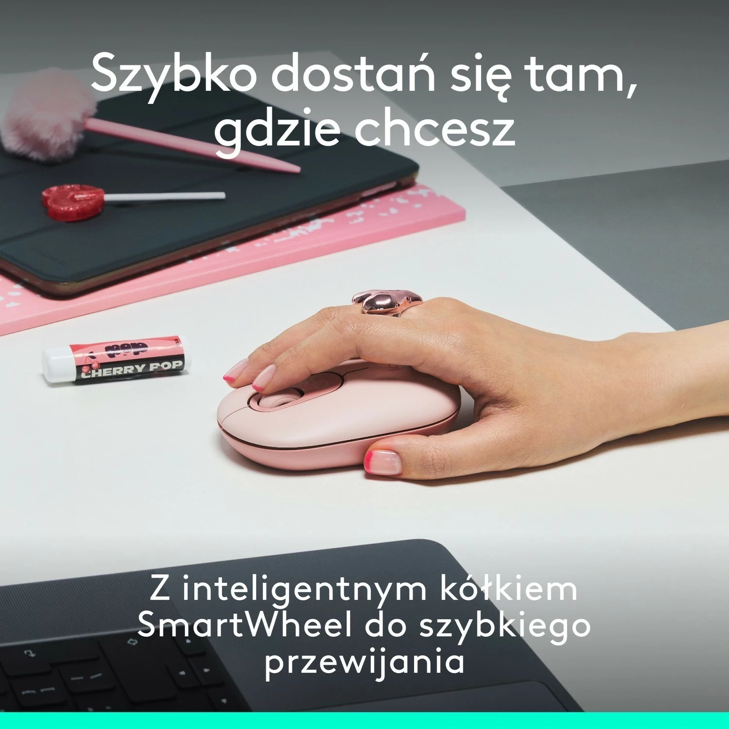 Brezžična tipkovnica in miška POP ICON Logitech, rožnata
