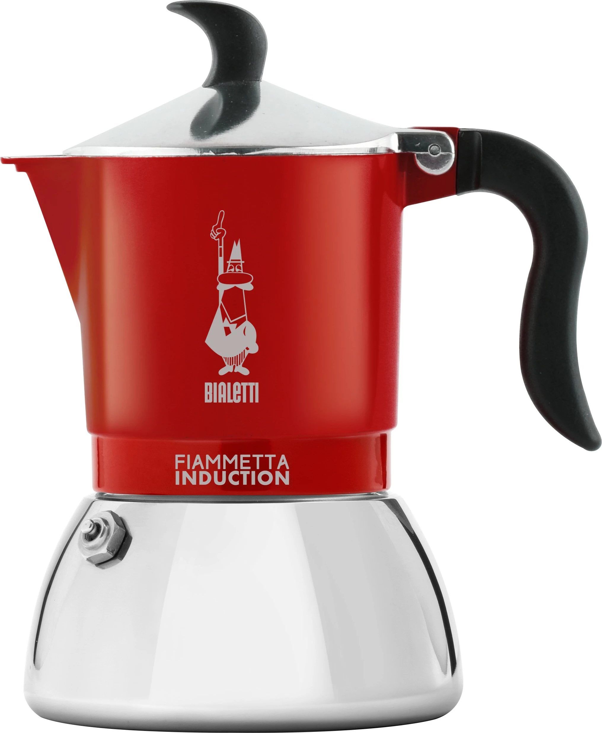 Moka grelnik Bialetti Fiammetta Induction, 0,1 L, 2 skodelici, nerjaveče/aluminij, rdeč