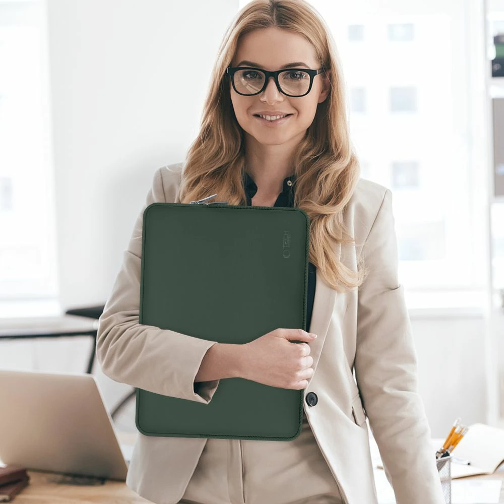 Zaščitna torba za prenosnik 15–16" z mini torbico, Tech-Protect NeoSlim, zelena