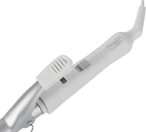 Kodralnik za lase Adler AD 2105, 19 mm, keramičen, 25 W, hitro PTC ogrevanje, z krtačo, bel/srebrn
