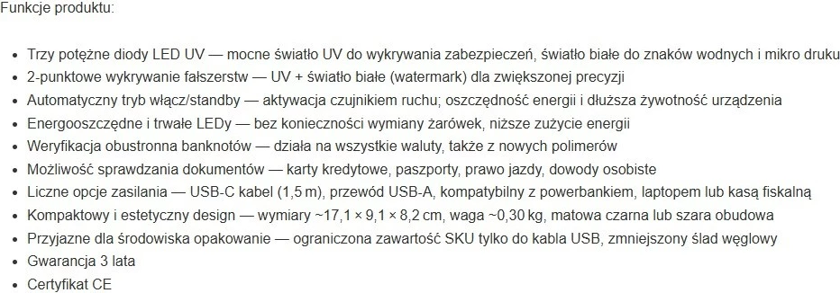 Tester bankovcev SAFESCAN 75 LED UV, siv