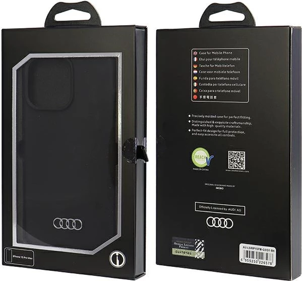 Zaščitni ovitek Audi za iPhone 15 Pro Max/Pro, silikon, črn