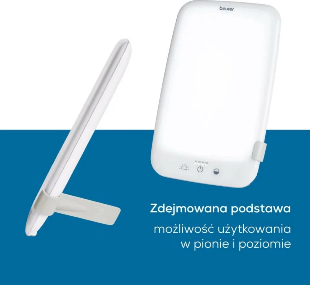 Svetilka za svetlobno terapijo Beurer TL35, 10.000 lx, površina 14×20 cm, 3 barvne temperature, zatemnjevanje 4 stopnje, časovnik 30–120 min, bela