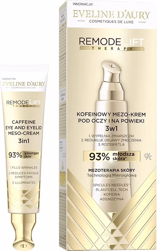 Krema za oči Remodelift Therapy Caffeine Mezo-Cream 3-v-1, Eveline d'Aury, za ženske, 15 ml