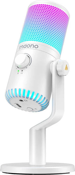 Kondenzatorski gaming mikrofon z RGB osvetlitvijo, Maono DM30RGB, bel