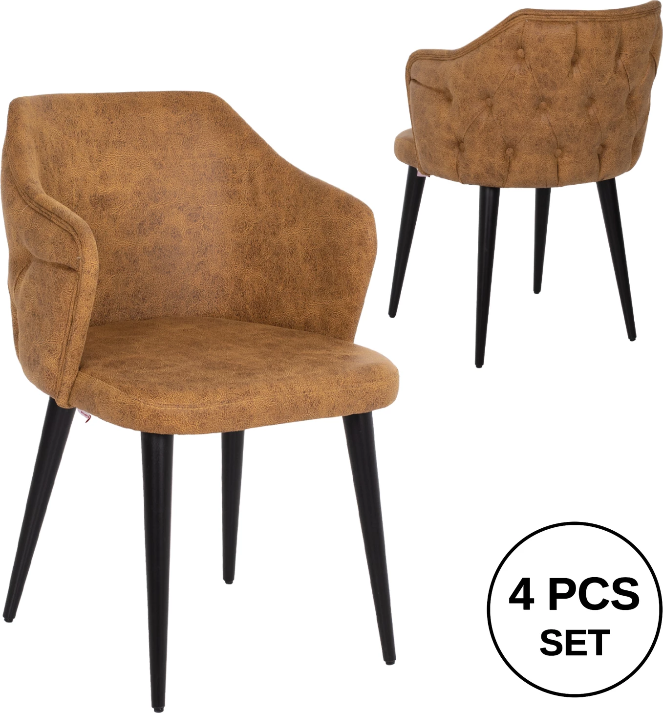 Profesionalni naslanjač Theresa FH9263.19 iz nubuk materiala v zlati barvi z lesenimi nogami 56x60x84Hcm, set 4 kosov