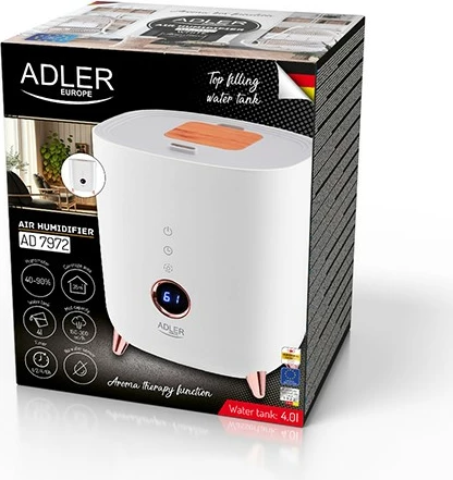 Ultrazvočni vlažilec zraka, Adler AD 7972, LED, 4 L, bel