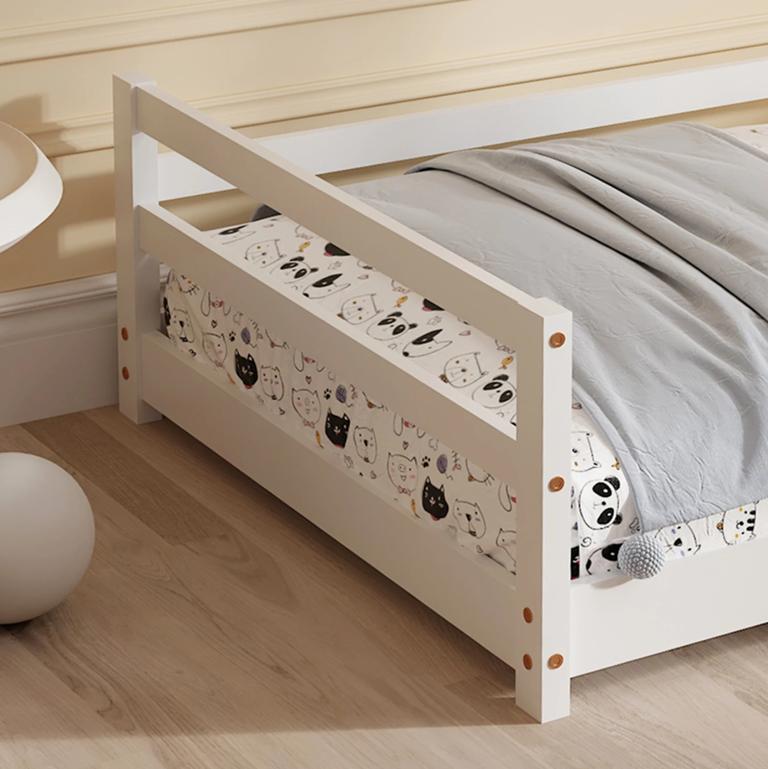 Postelja za otroke HOUSER FH676.03 t.MONTESSORI iz masivnega borovega lesa v beli barvi - 190x90cm