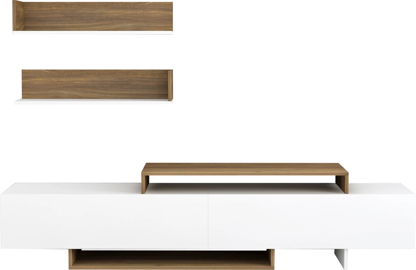 Komplet pohištva za TV EDUARDO FH8909.12 melamin v beli-naravni barvi 180x29,5x45Hcm