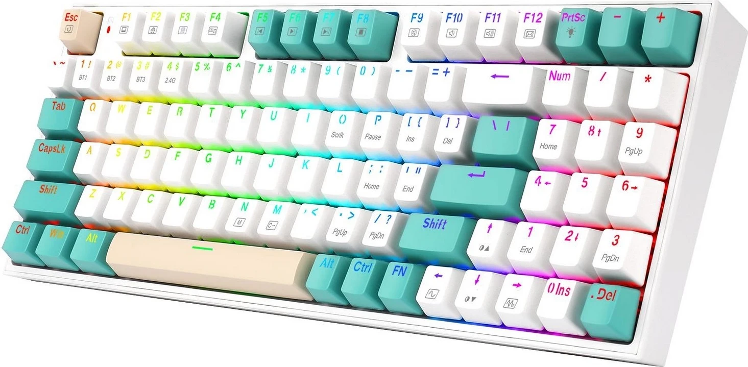 Mehanska tipkovnica Redragon K643WGC-RGB-PRO, RGB, brezžična/žična, bela
