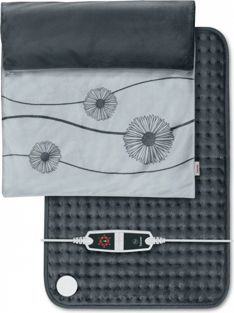 Električni vzglavnik Beurer HK125 XXL Cosy, 60x40 cm, 6 stopenj, hitro segrevanje, časovnik 90 min, kabel 2,3 m, zaščita pred pregrevanjem, pralno, siva