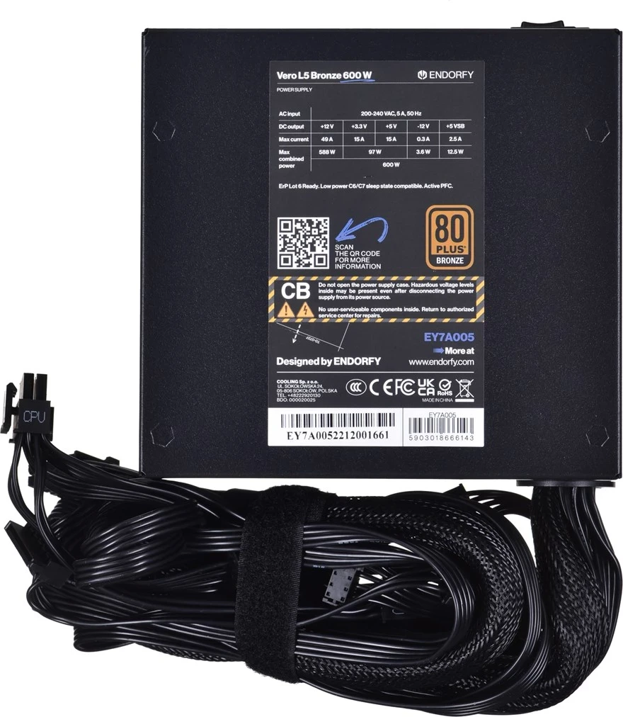 Napajalnik ENDORFY Vero L5 Bronze, 600 W