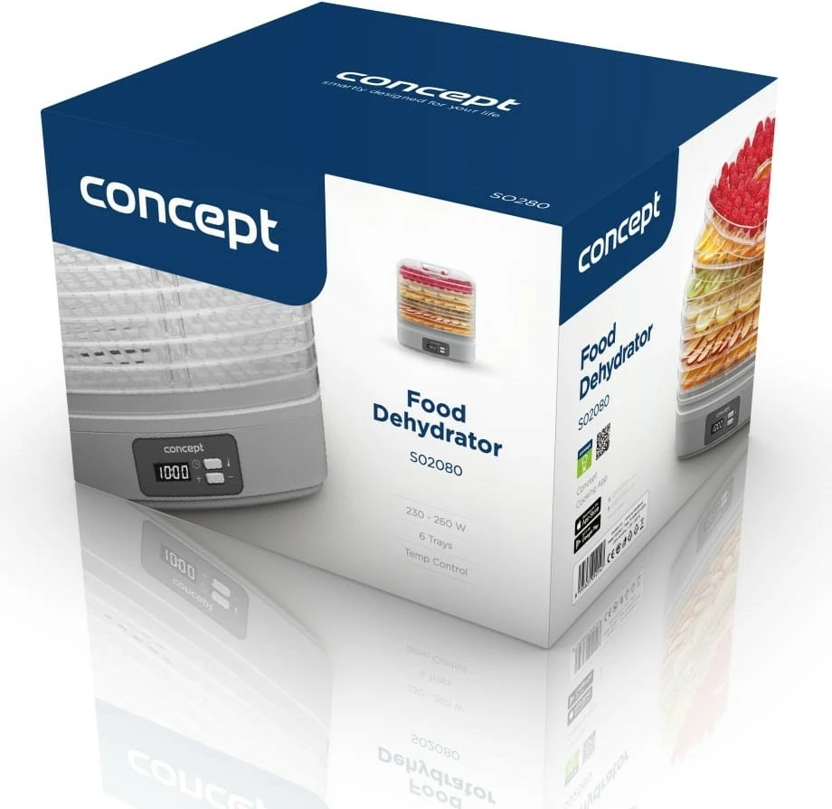 Sušilnik hrane, 6 prozornih pladnjev, Concept SO2080, bel