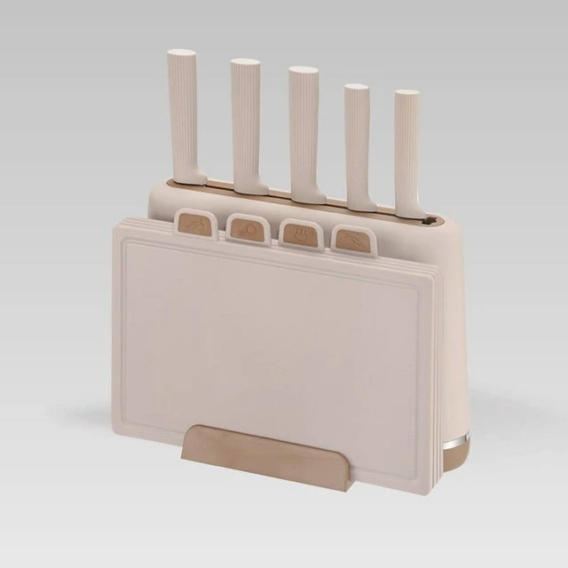 Komplet kuhinjskih nožev z blokom in rezalnimi deskami Maestro MR-1412, bež