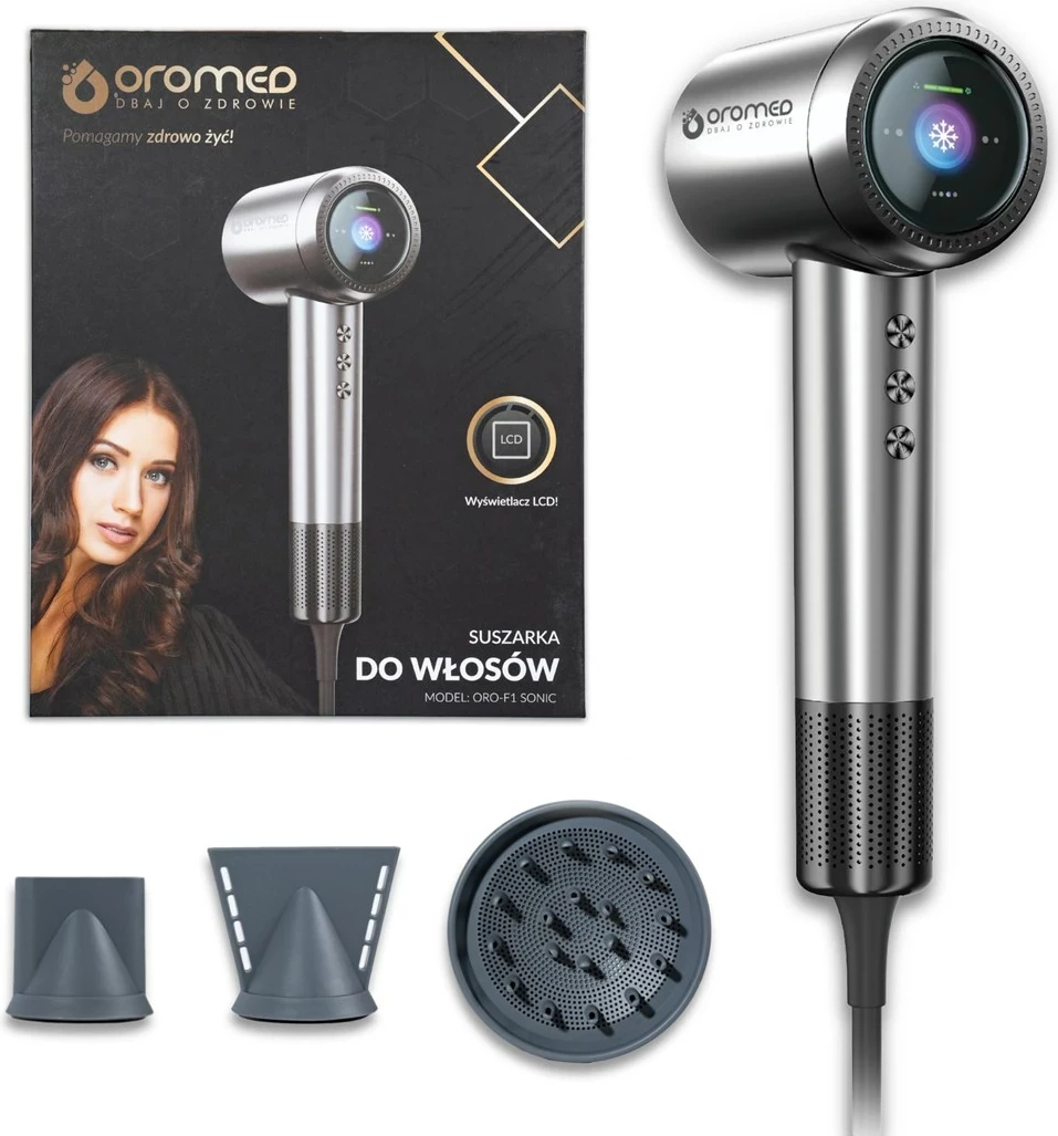 Sušilnik za lase Oromed ORO-F1 SONIC, 1600 W, LCD, srebrn