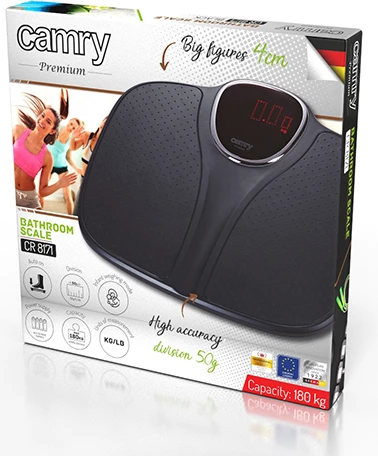 Kopalniška tehtnica Adler CR 8171, 180 kg, LED zaslon, način tehtanja dojenčka, 29,5x33,5 cm, črna