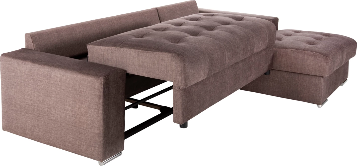 Kotna zofa-postelja s shranjevalnim prostorom CLANCY FH3281.03R rjava tkanina 308x181x92H cm