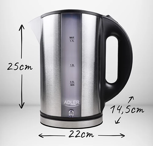 Električni grelnik vode Adler AD 1216, 1,7 L, 1850–2200 W, inox
