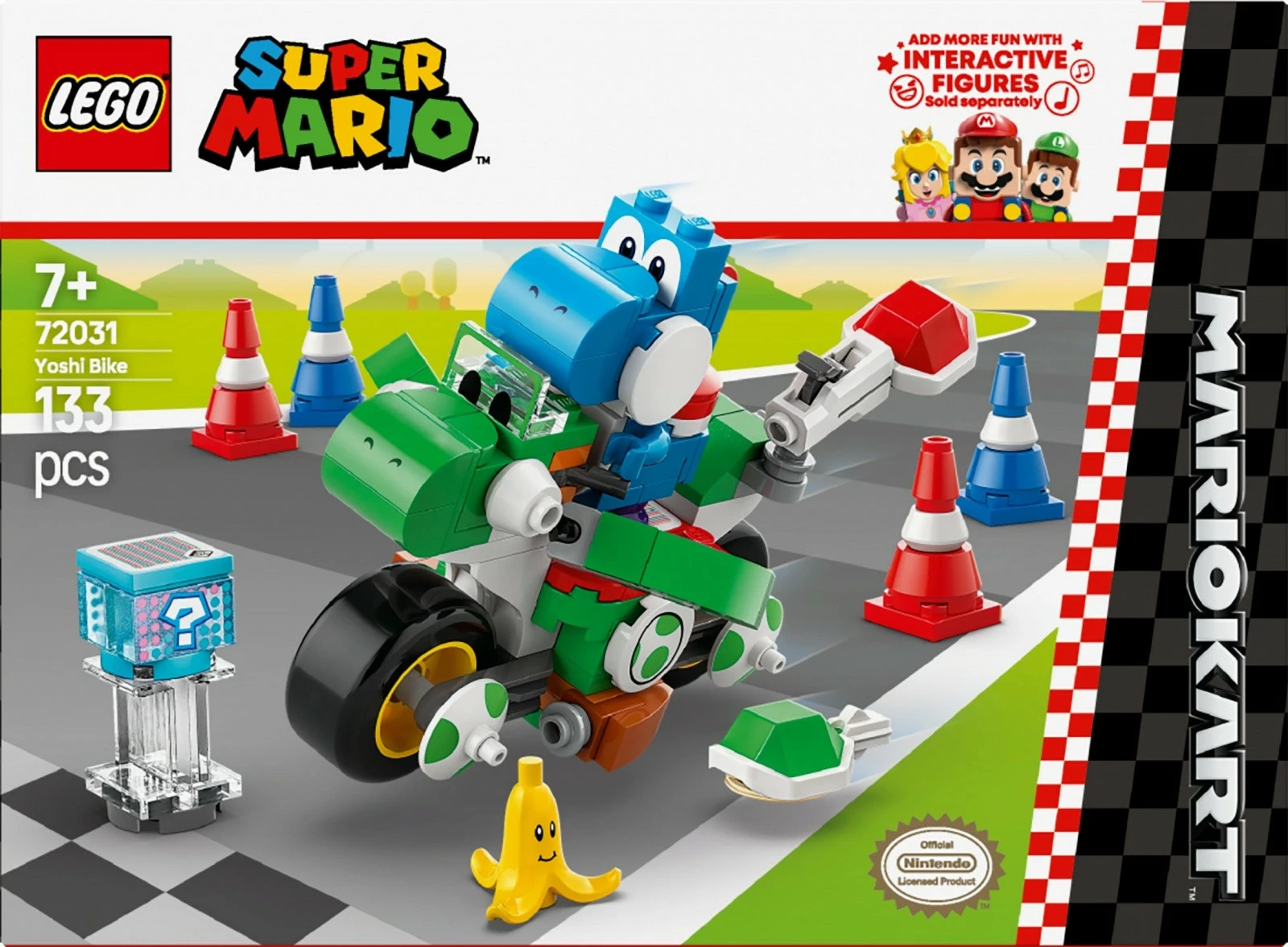 Set za sestavljanje Super Mario Mario Kart Yoshi Bike, LEGO 72031, 133 delov, svetlomodri Yoshi