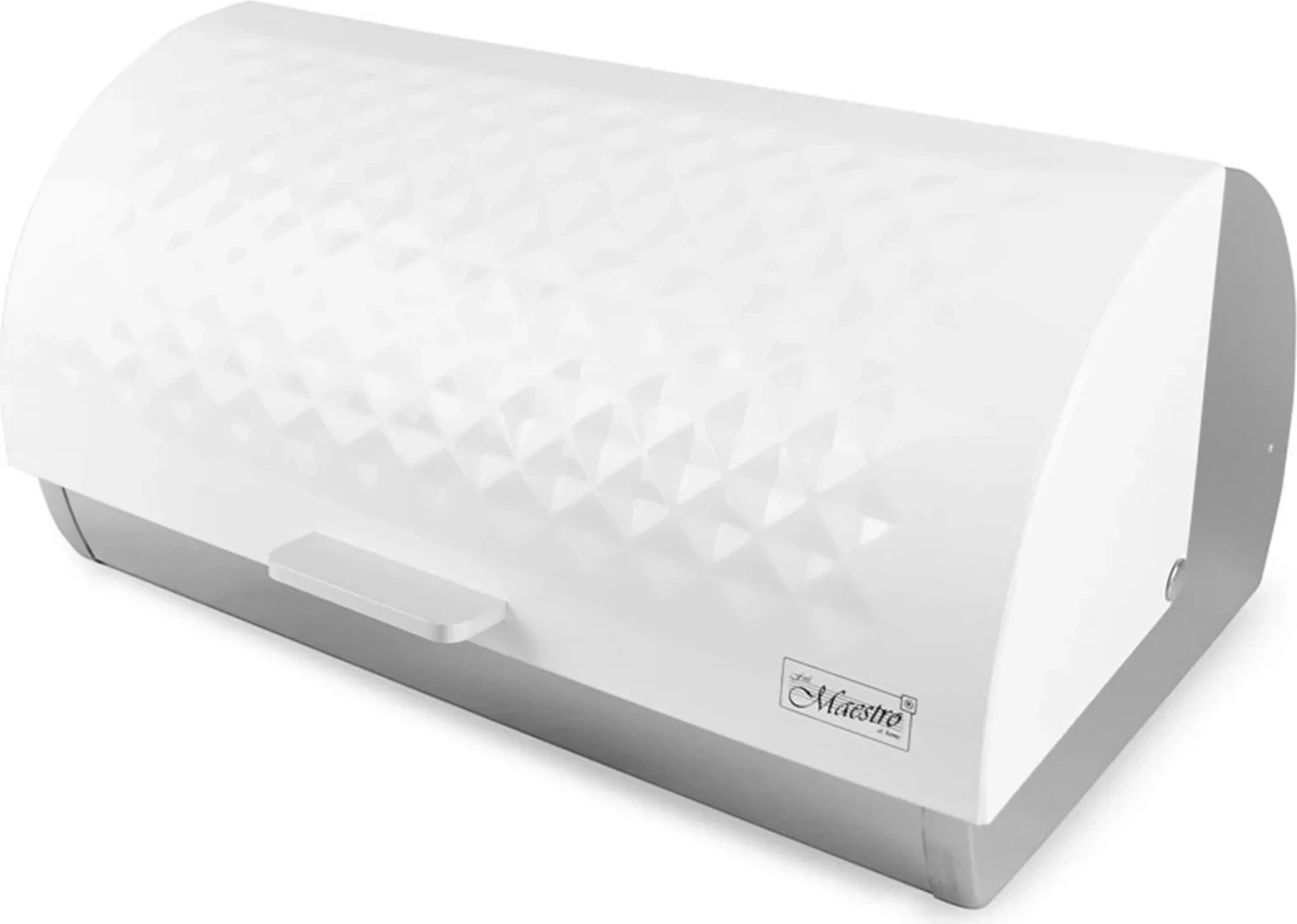 Kovinska škatla za kruh Maestro MR-1676, inox, cilindrična, bela