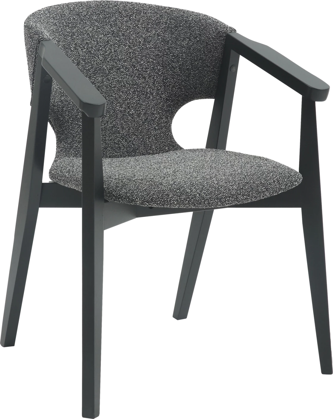 Jedilniški naslanjač YEGER FH9995.01 iz bukovega lesa v črno-temno sivi tkanini 62,5x60x79Hcm, set 2 kosov